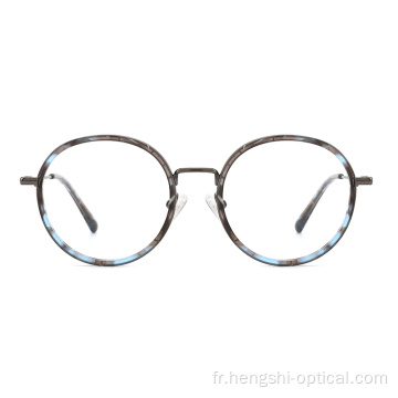 Classic Mens Classic Round Shape Acétate Lunettes en métal Frames de lunettes optiques pour les lunettes